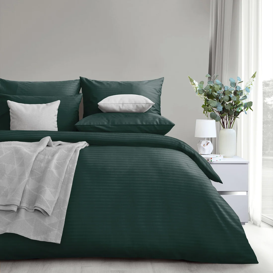 1.5-спальный комплект постельного белья Verossa Stripe Dark green 1.5сп VRT 1588 70274 ST13 23