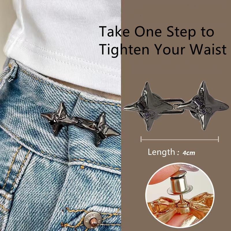 1 пара Temperament Four Pointed Star Waist Tighting Tool Регулируемая пряжка на талии Модные джинсы Фиксированная пряжка на талии чёрный