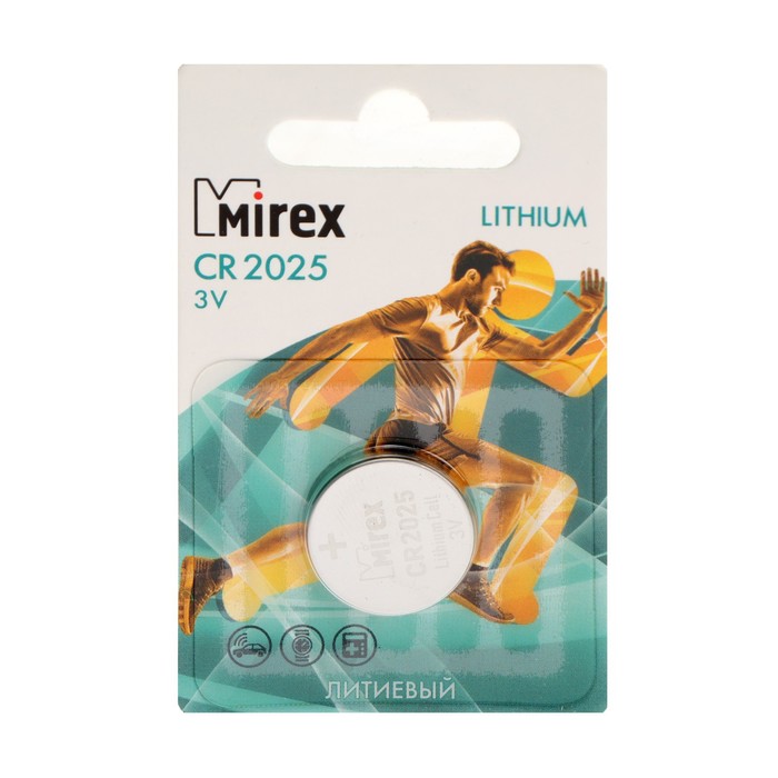 Батарейка литиевая Mirex, CR2025-1BL, 3 В, блистер, 1 шт.