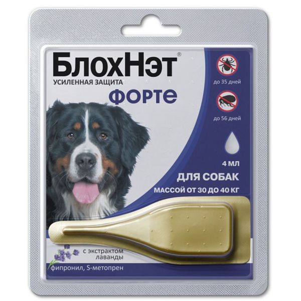 БлохНэт Форте для собак от 30 до 40кг капли на холку пипетка 4мл