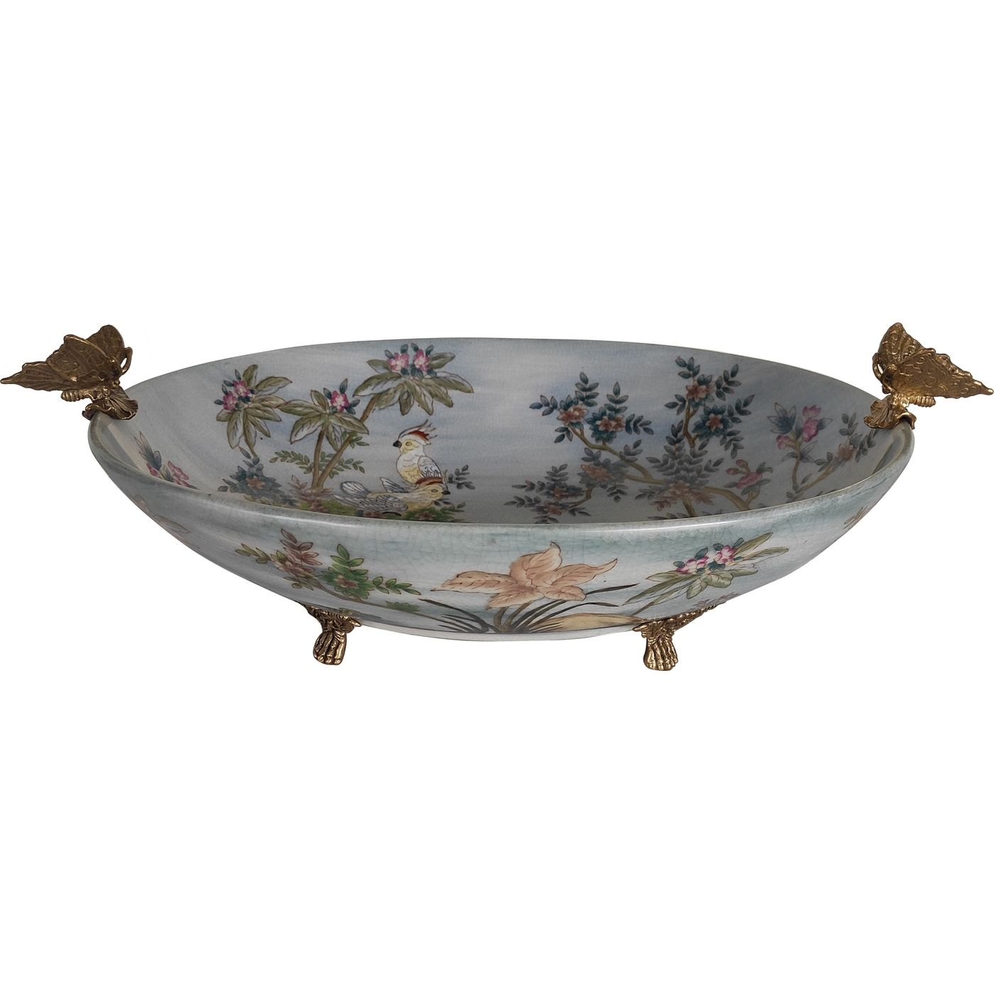 Блюдо Glasar овальное с бабочками 41x28x11 см голубой