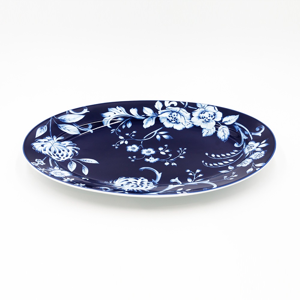 Блюдо овальное Porcelana Bogucice Evia Blue 36 см