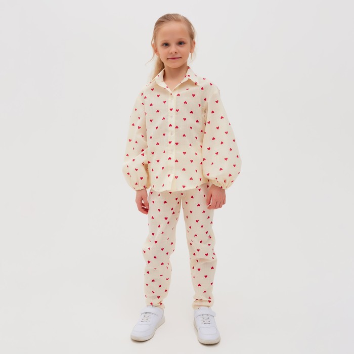Брюки детские MINAKU: Cotton Collection, бежевые, рост 122 см