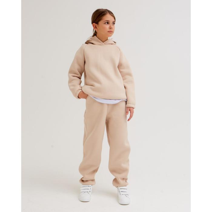 Брюки детские с начёсом MINAKU: Basic Line KIDS, бежевые, рост 122 см