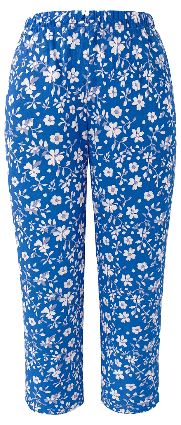 Брюки домашние женские InExtenso синие с рисунком цветы, р. S-XXL