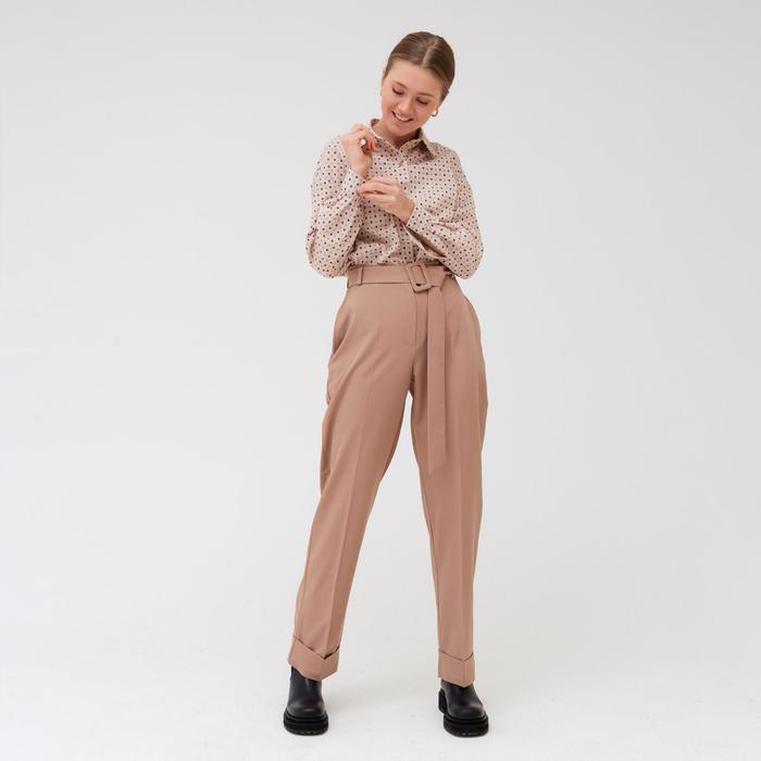Брюки женские классические MINAKU: Casual Collection, бежевые, размер 46