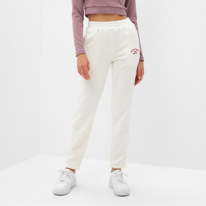 Брюки женские MINAKU: SPORTY & STYLISH, молочные, размер 46
