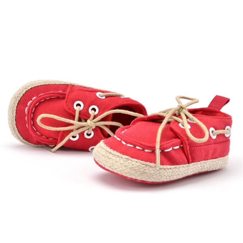 Детские первые ходунки для малышей, новорожденных девочек и мальчиков, джинсовые, с мягкой подошвой, для малышей, младенцев, начинающих ходить, кроссовки, бандажные туфли 0-18 месяцев 0-6m красный