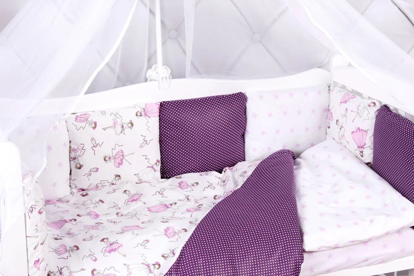 Детский комплект постельного белья Amarobaby Амели (15 предметов, вишня/белый)