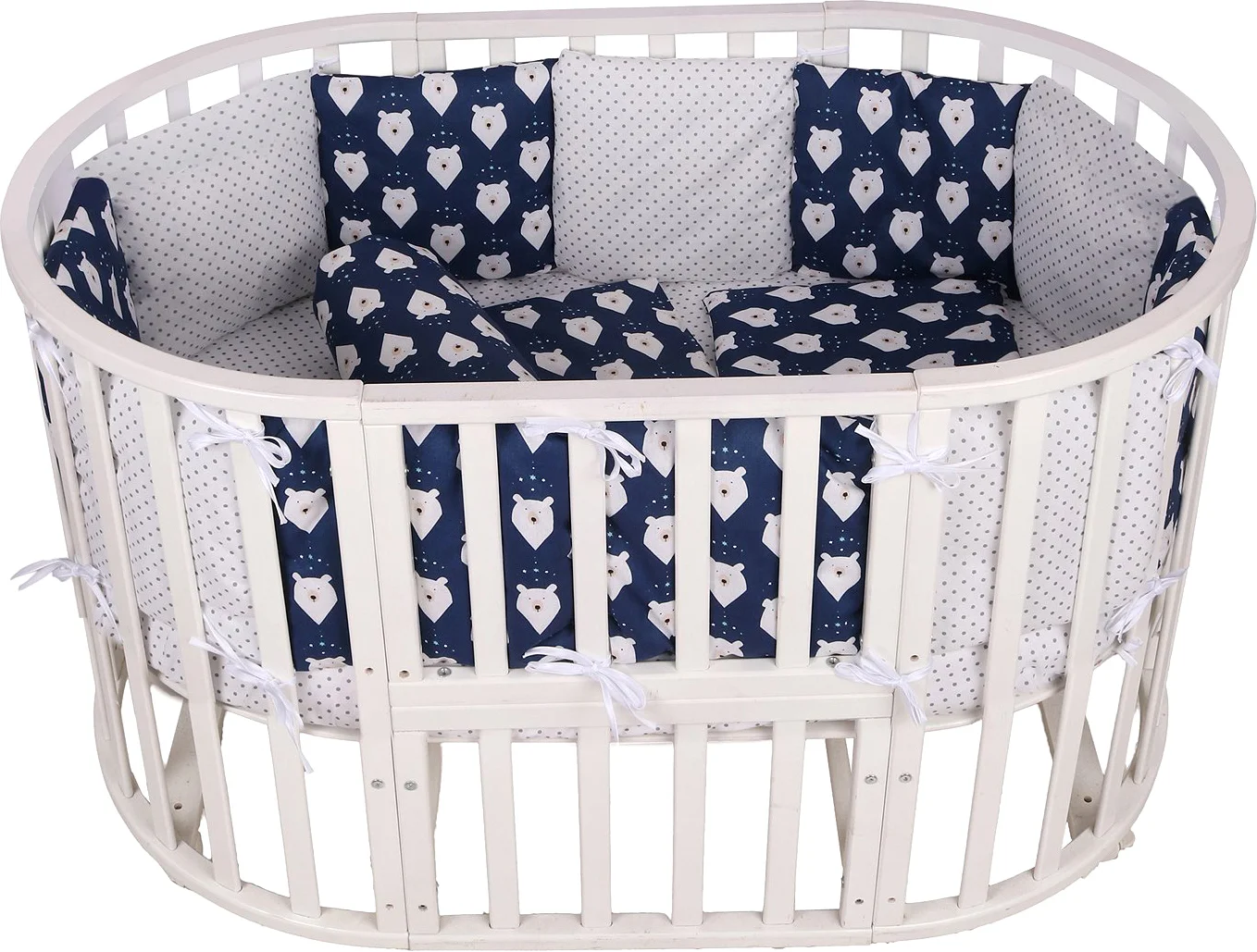 Детский комплект постельного белья Amarobaby Белые медведи (15 предметов, синий)
