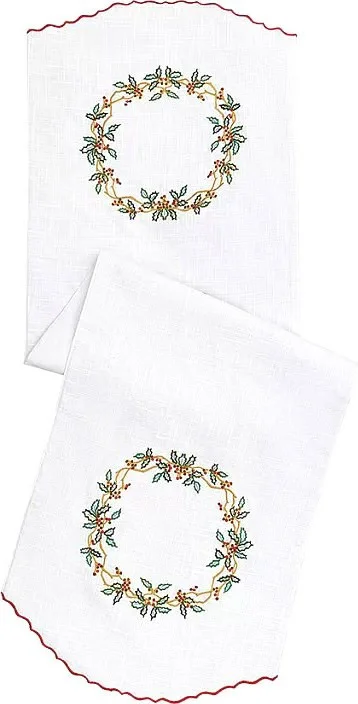 Дорожка на стол Tkano Essential Festive wreath TK24-TR0007 (белый)