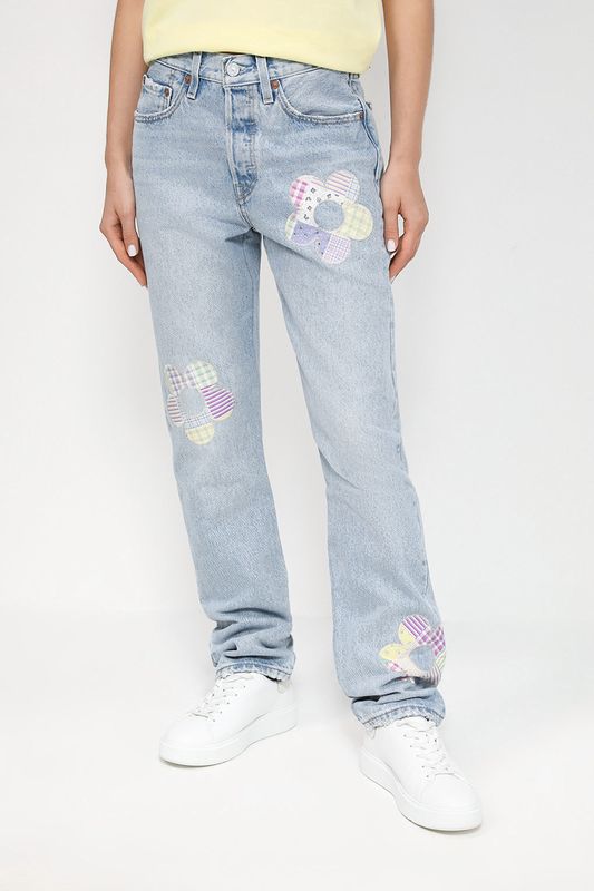 Джинсы 501 с эффектом потертости и вышивкой LEVI'S