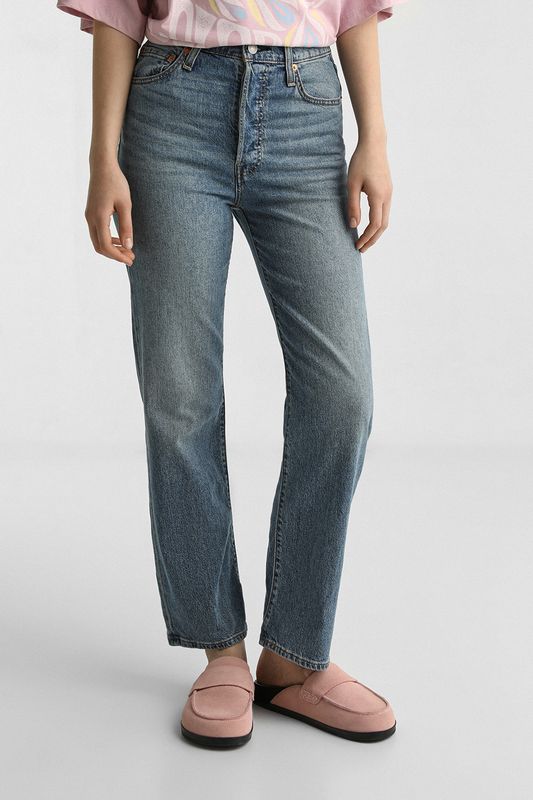 Джинсы Ribcage Straight Ankle Med Indigo - Worn In LEVI'S