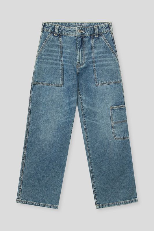 Джинсы с эффектом потертости и карманами Republic of Denim