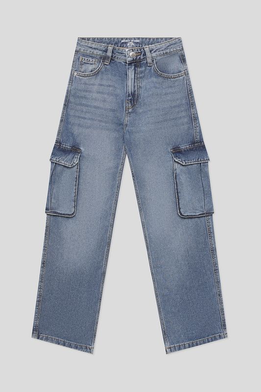 Джинсы с эффектом потертости и карманами Republic of Denim