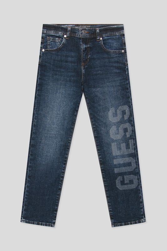 Джинсы с эффектом потертости и логотипом Guess