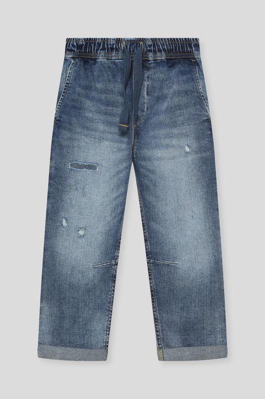 Джинсы с эффектом потертости на эластичном поясе Republic of Denim