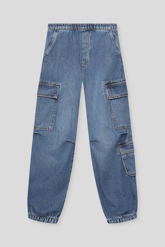 Джинсы с эффектом потертости на эластичном поясе Republic of Denim