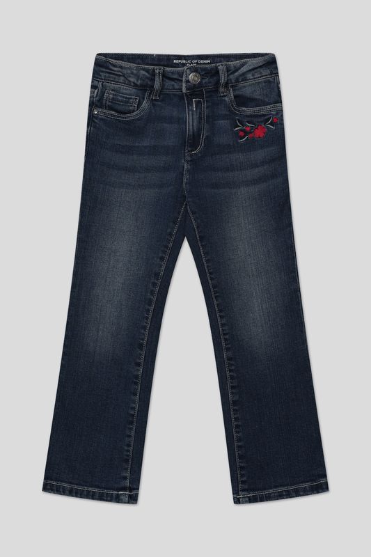 Джинсы с эффектом потертости с вышивкой Republic of Denim
