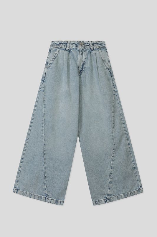 Джинсы с эффектом потертости широкого кроя Republic of Denim
