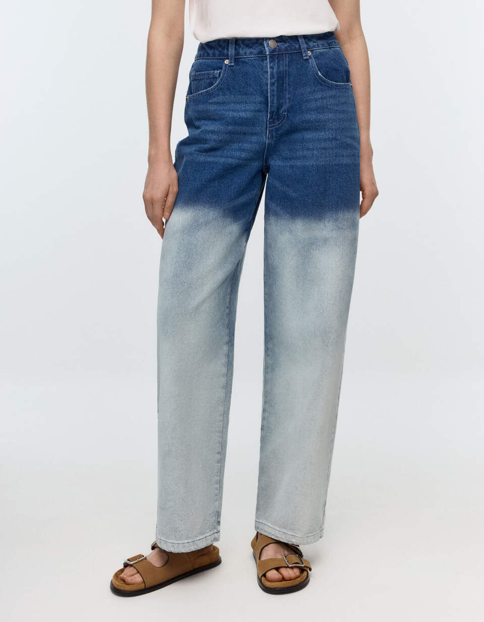 Джинсы Wide Leg с градиентным эффектом