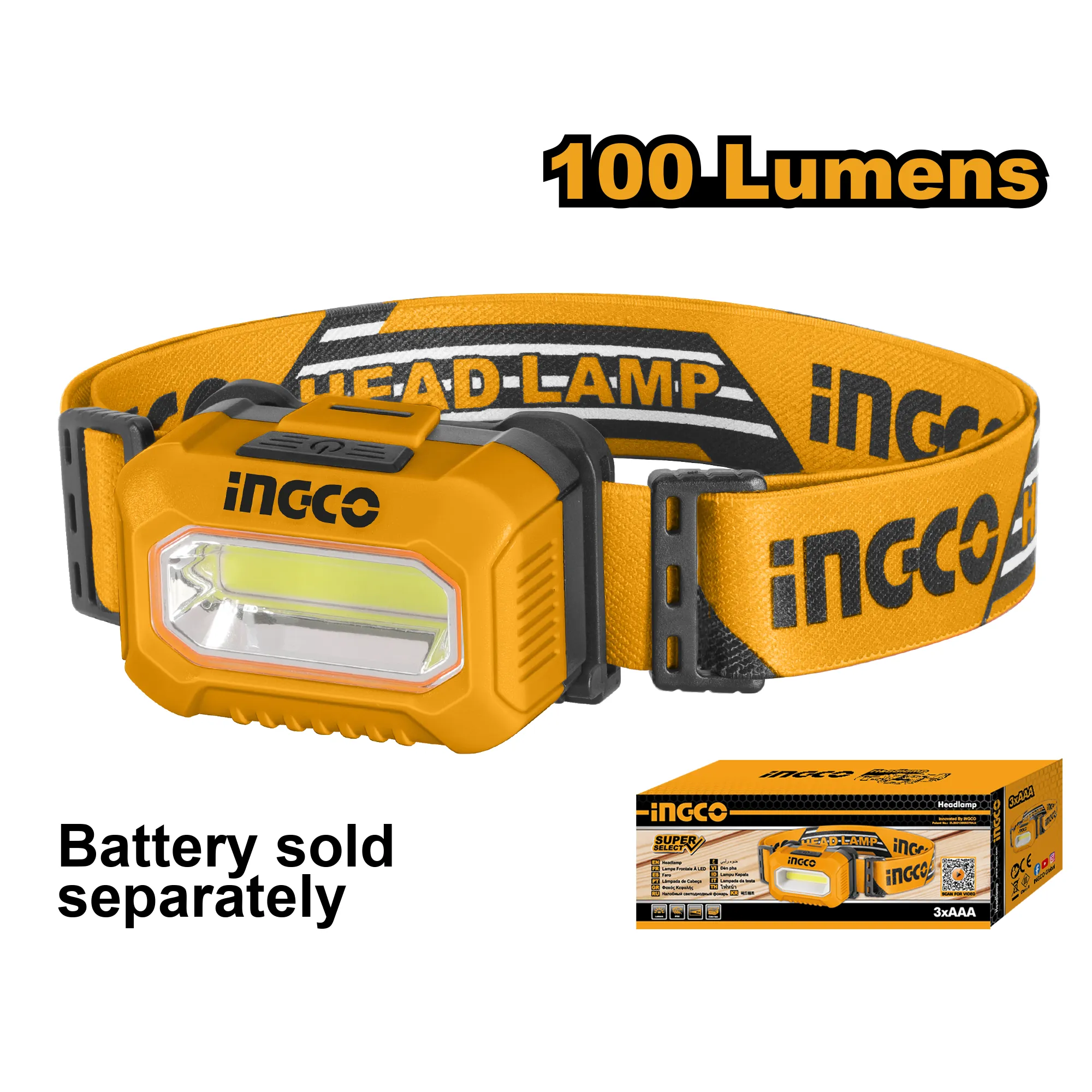 Фонарь налобный 100 Лм INGCO HHL013AAA5