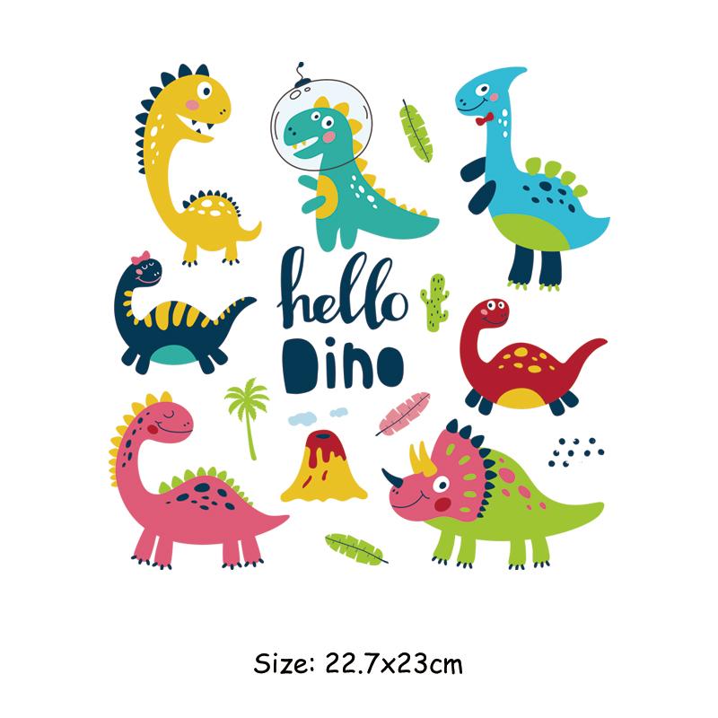 Hello Dino Parches Para Ropa, термопресс, аппликация, модные джинсы, аксессуары «сделай сам», наклейка в полоску, гладильная наклейка на одежду для детской рубашки 22.7x23cm