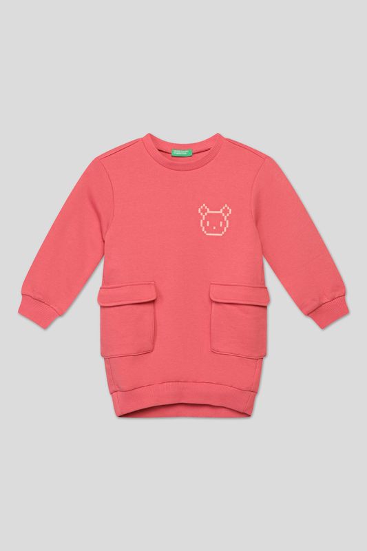 Хлопковое платье накладными карманами Benetton