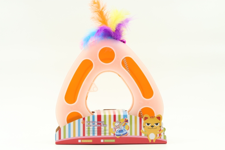 Игрушка Чистый котик д/кошек трек-треугольник с пером на пружине 25х7.5 см оранжевый