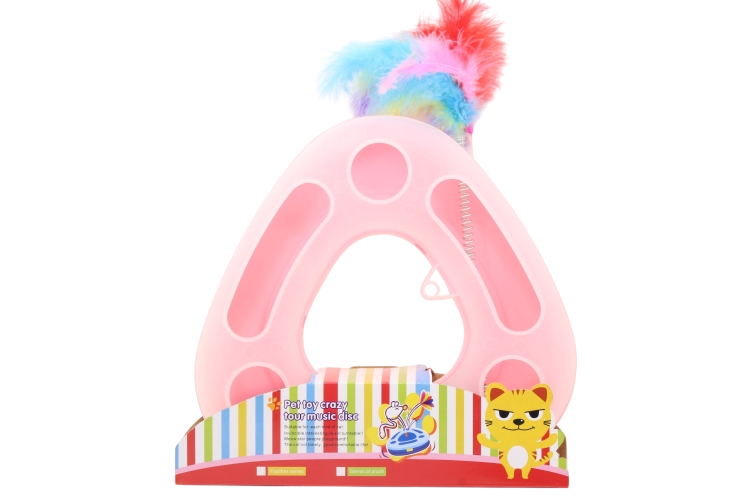 Игрушка Чистый котик д/кошек трек-треугольник с пером на пружине 25х7.5 см розовый