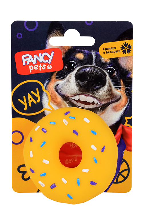 Игрушка д/щенков FANCY PETS пончик желтый/розовый