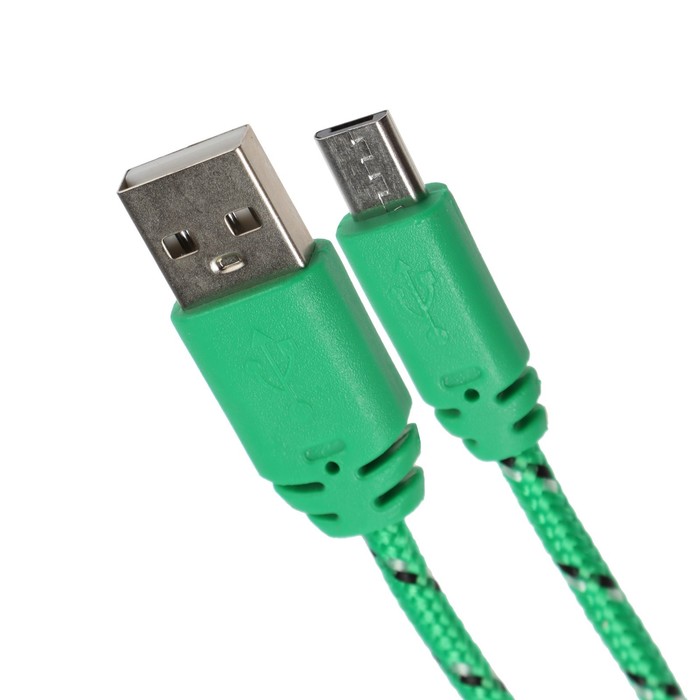 Кабель Luazon, microUSB - USB, 1 А, 0.9 м, оплётка нейлон, зелёный