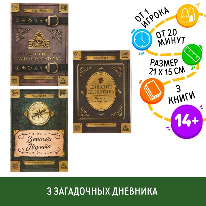 Книжное комплектное издание с квестами «Тайные дневники», 3 книги