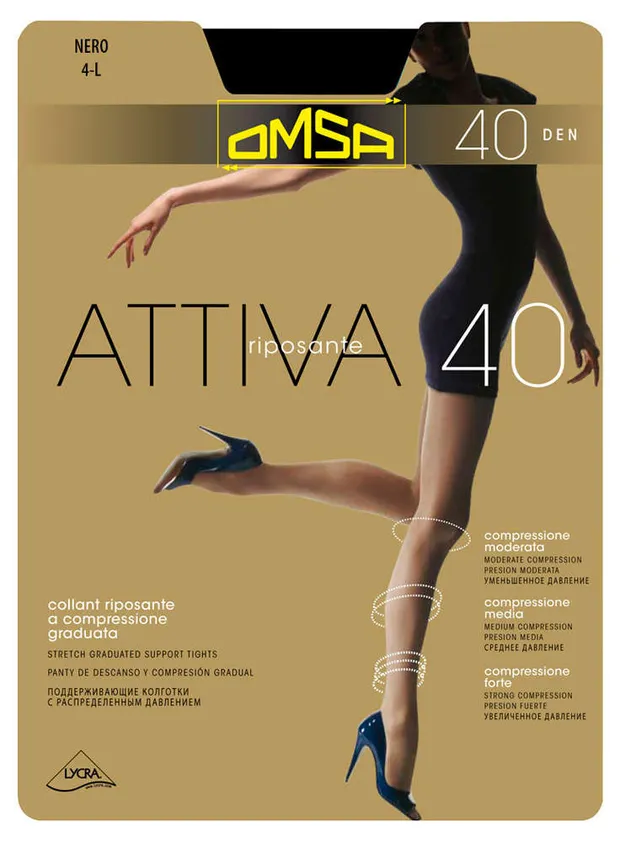 Колготки OMSА Attiva 40 den черные, размер 2