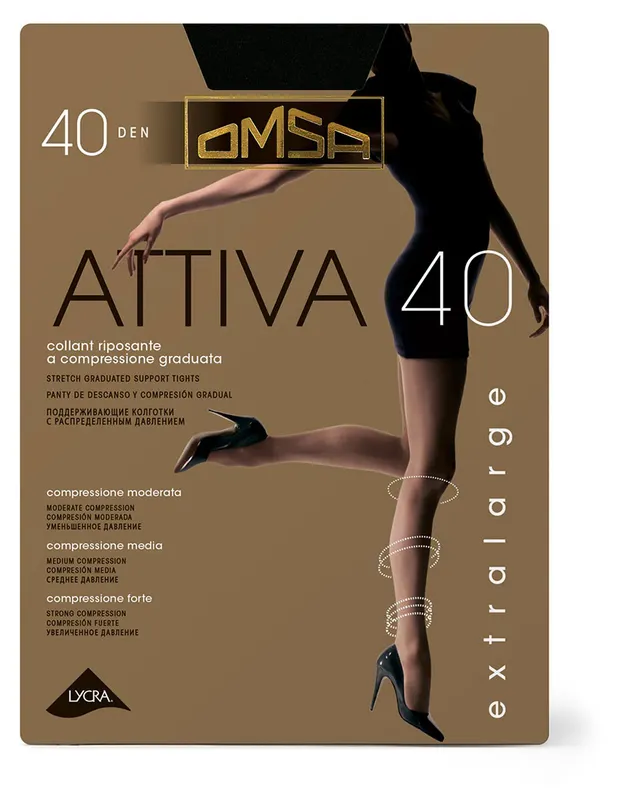 Колготки OMSА Attiva 40 den черные, размер 6
