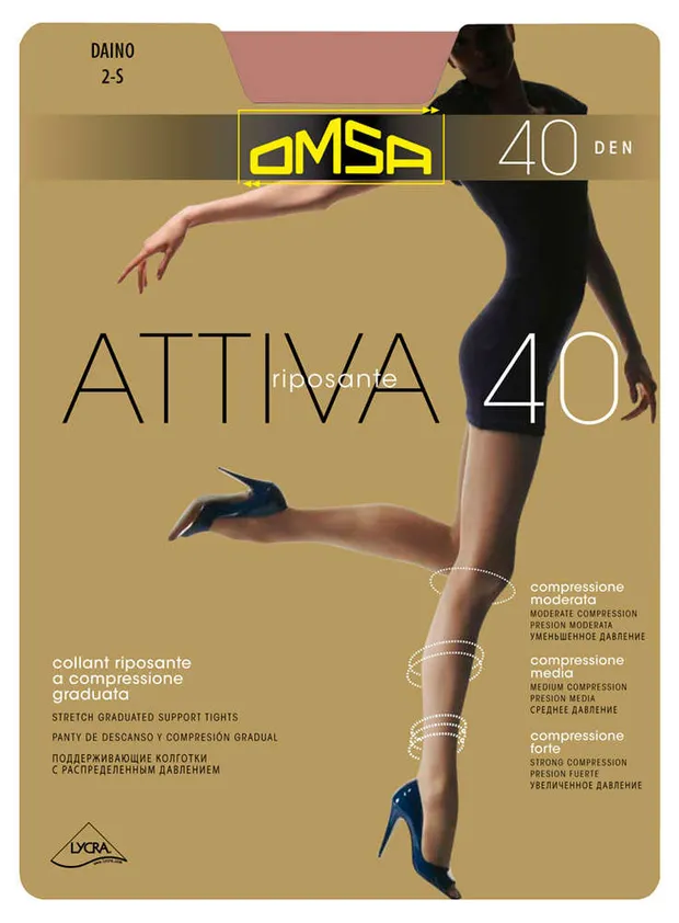 Колготки OMSА Attiva 40 den cветло-бежевые, размер 6
