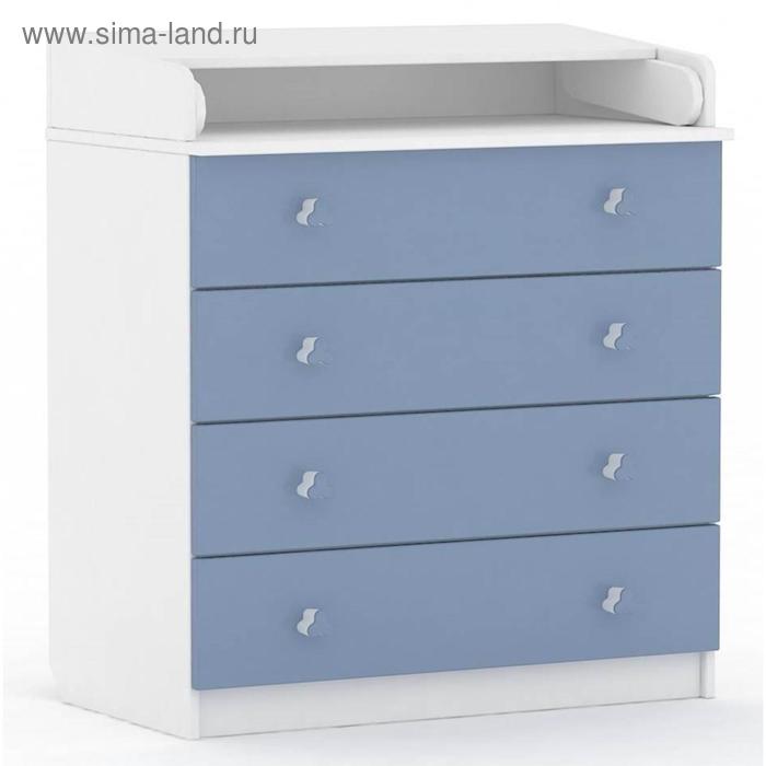 Комод пеленальный Polini kids Simple 1580, цвет белый-синий