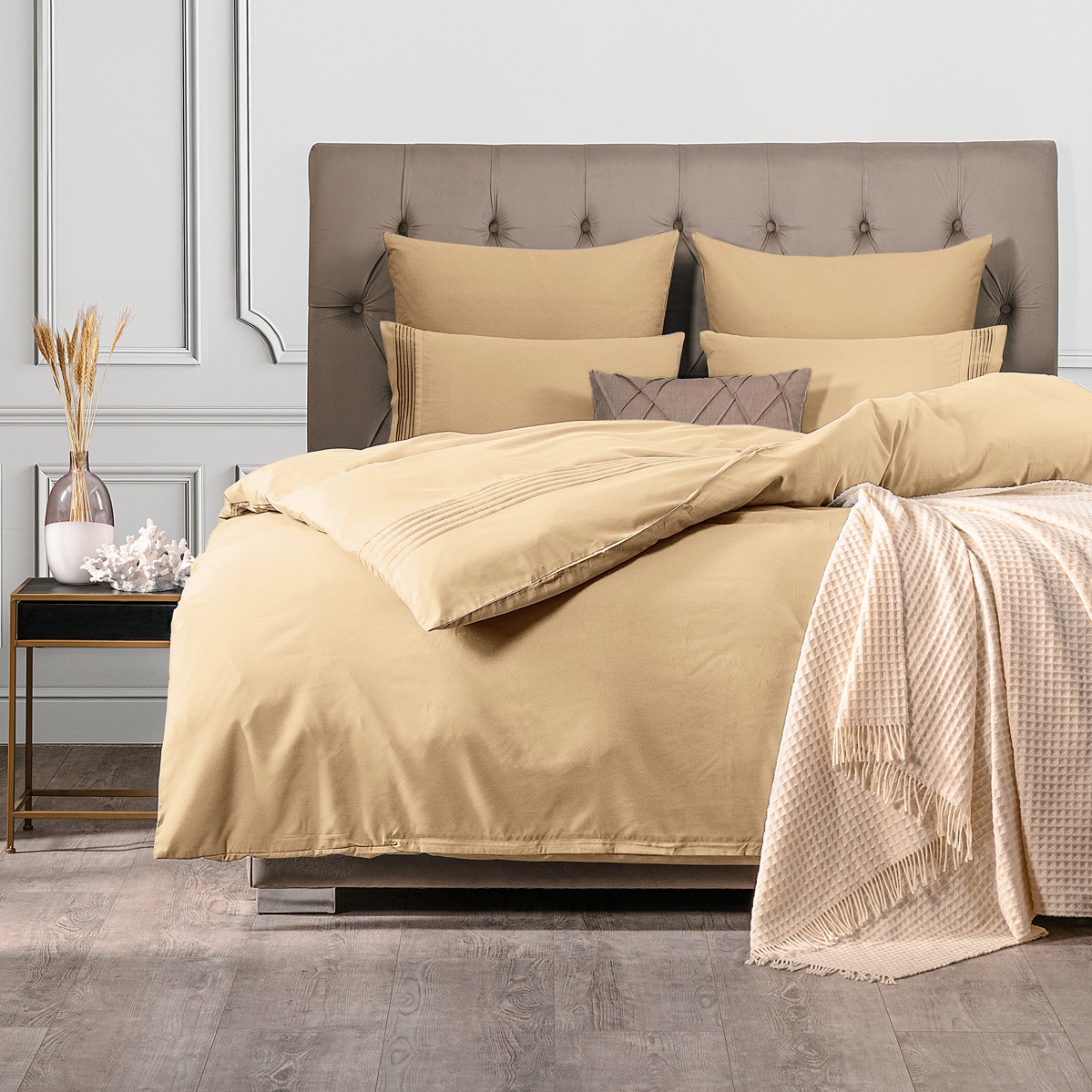 Комплект постельного белья Sleepix Миоко бежевый Двуспальный евро
