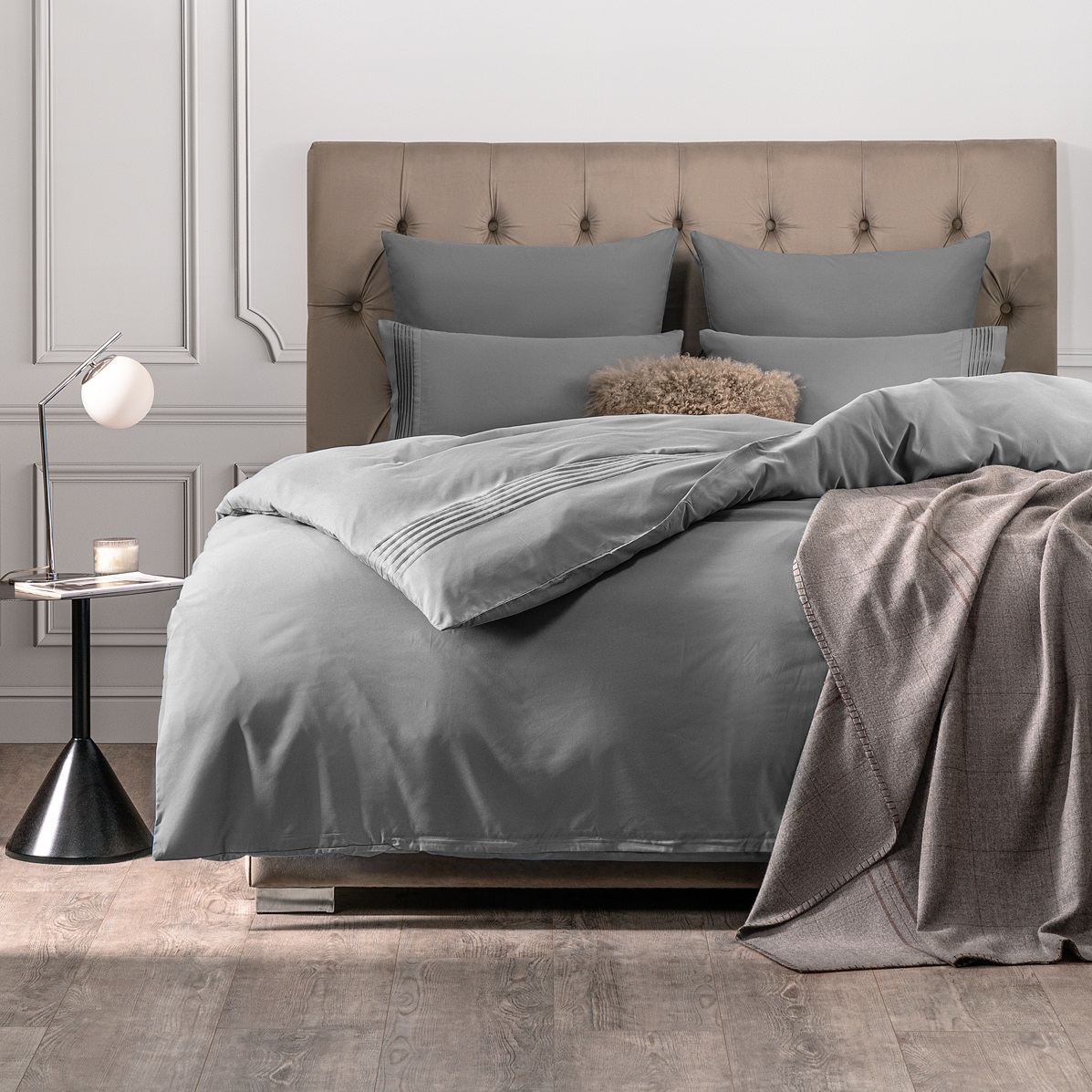 Комплект постельного белья Sleepix Миоко серый Двуспальный