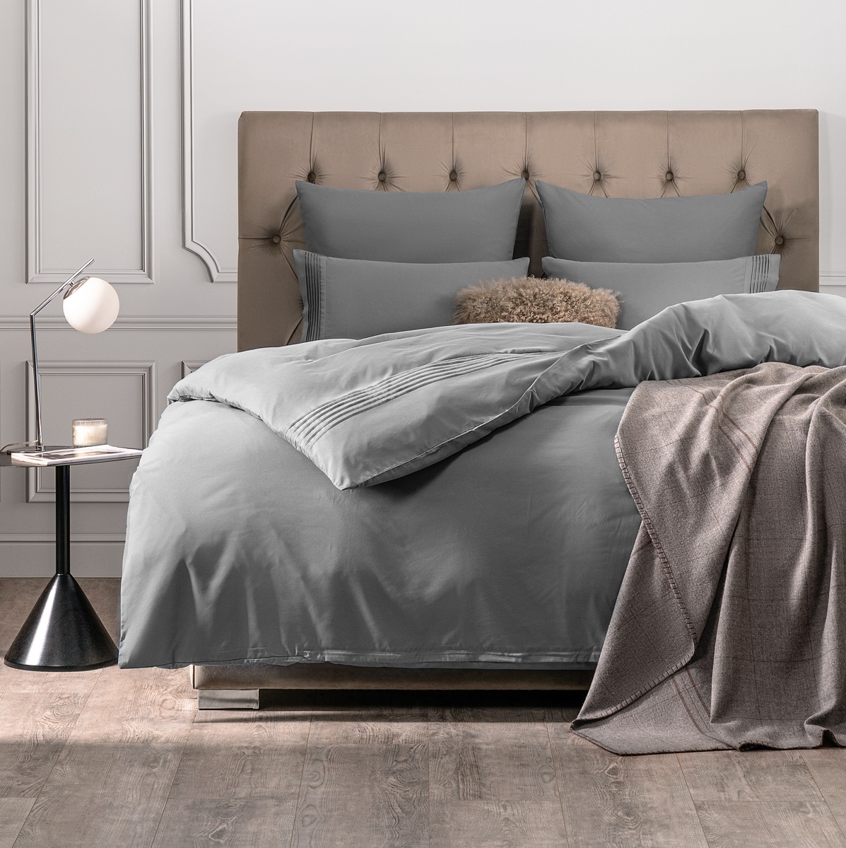 Комплект постельного белья Sleepix Миоко серый Двуспальный евро
