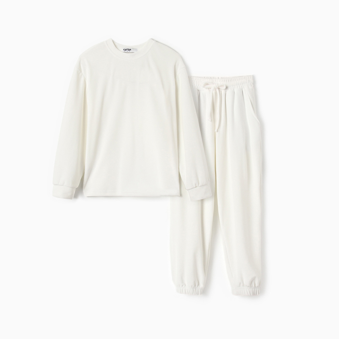 Костюм детский (свитшот, брюки) KAFTAN Plushy, размер 30 (98-104 см), белый