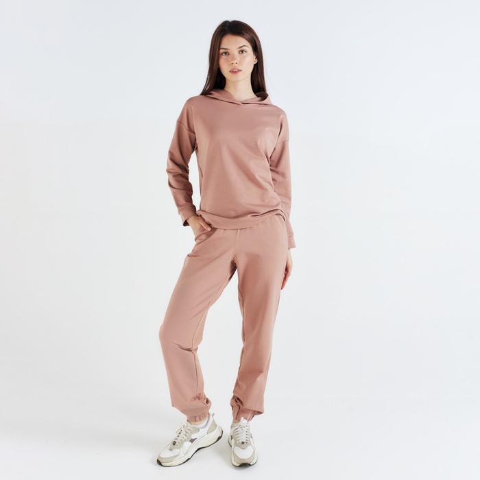 Костюм спортивный женский: худи, брюки, MINAKU: Casual Collection, размер 42, бежевый