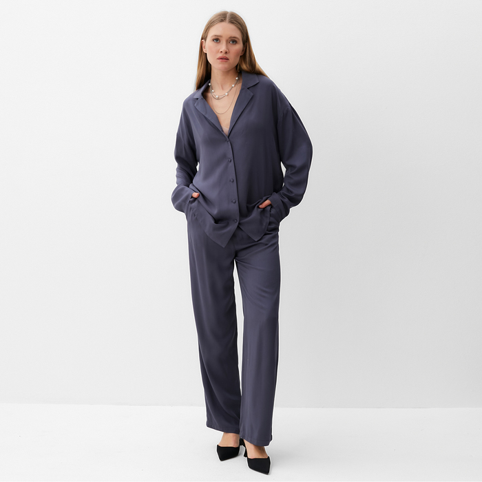 Костюм женский: рубашка, брюки, MINAKU: Casual Collection, размер 40, графитовый