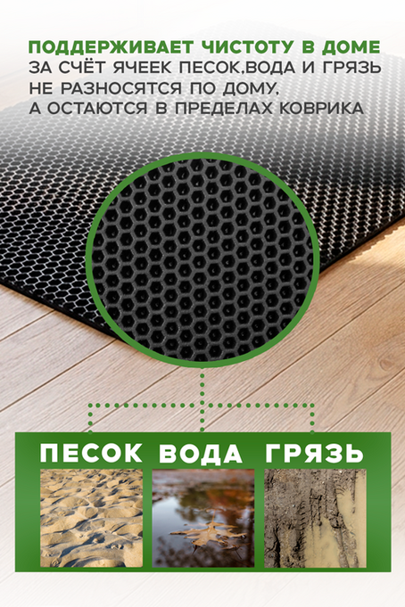 Коврик ECO COVER универсальный ячеистый соты 43х62 см черный