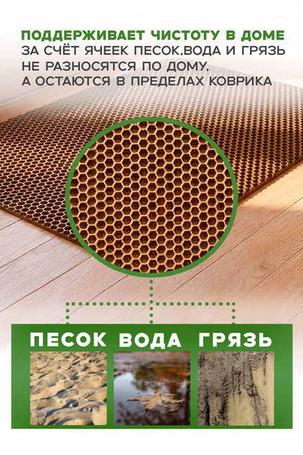 Коврик ECO COVER универсальный ячеистый соты 50х67 см бежевый
