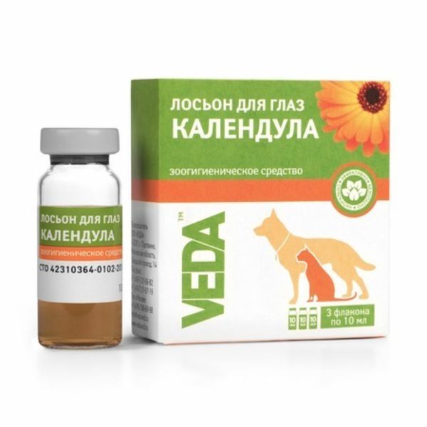 Лосьон для глаз средство зоогигиеническое Календулы Veda 10мл 3шт