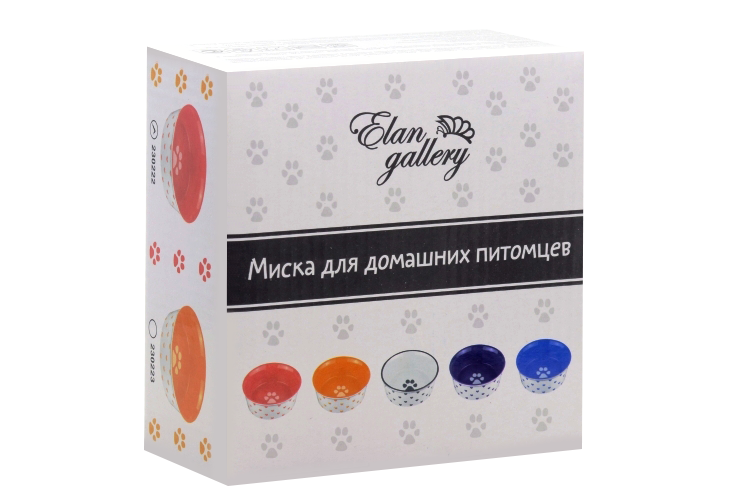 Миска Elan Gallery д/домашних питомцев 13,5х13,5х5 см лапка на розовом и сердечки 400 мл