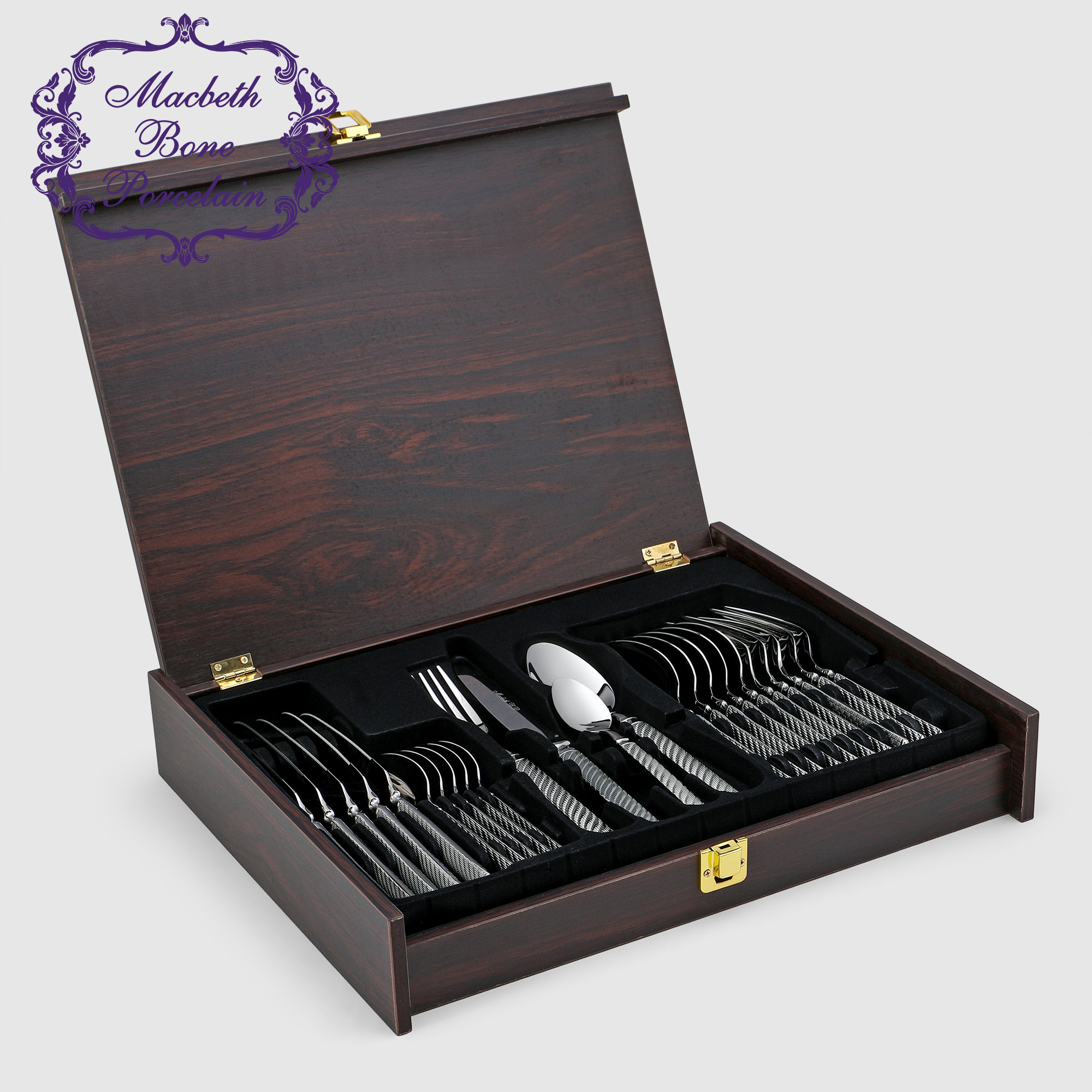Набор столовых приборов Macbeth bone porcelain Twist, 24 предмета