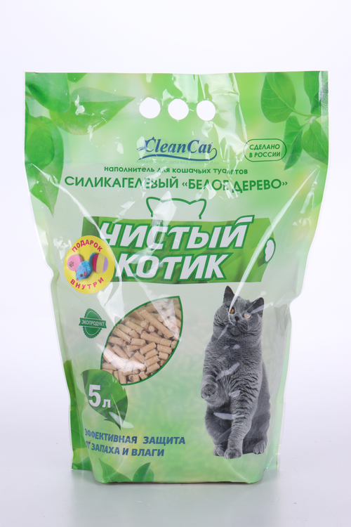 Наполнитель Чистый котик белое дерево 5 л