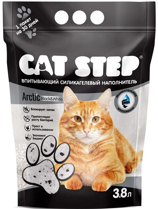 Наполнитель для туалета Cat Step Arctic Black&White 3.8 л